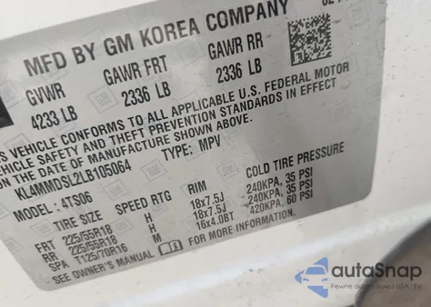 2020 Buick Encore Gx Fwd Select from USA, damaged, VIN KL4MMDSL2LB105064